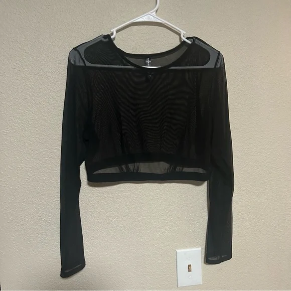 Torrid Mesh Black Long Sleeve Crop Top - Picture 4 of 8
